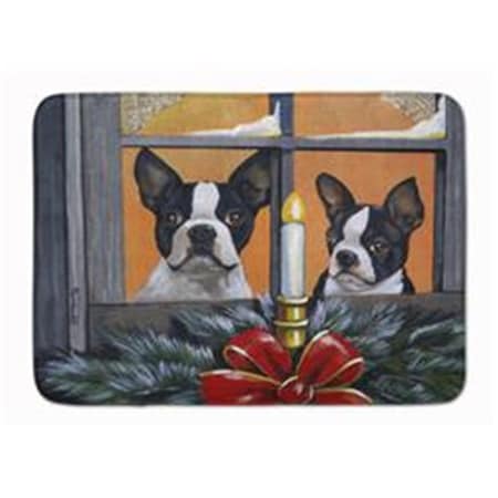 Carolines Treasures 19 x 27 in. Boston Terrier Looking for Santa Christmas Machine Washable Memory Foam Mat PPP3248RUG